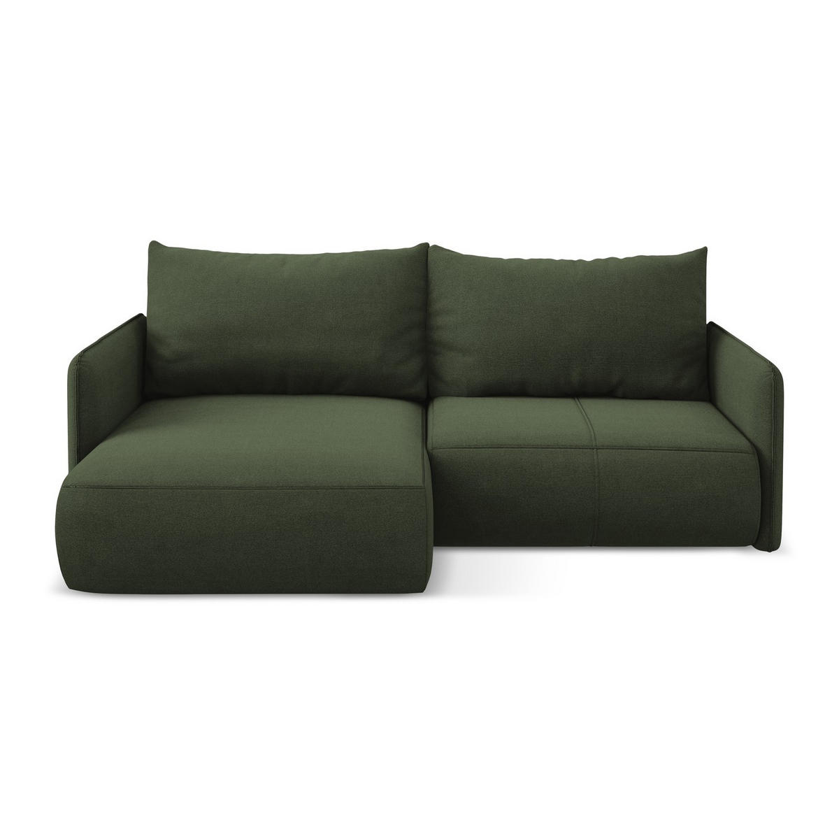 ECKSOFA mit Schlaffunktion Strukturstoff Stoff Grün - Schwarz/Olivgrün, Kunststoff/Textil (148/207cm) - LaMiaSofa
