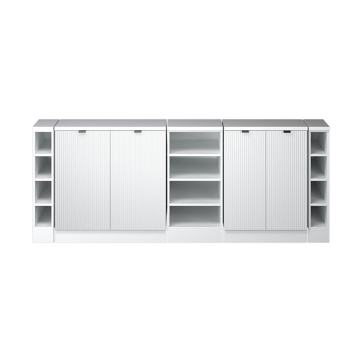 KUHINJSKI ORMAR ZA KOSINE KROVA R-Line Bijeli grebeni 210 cm Set od 5 ormarićnih korpusa, dubina 60 cm - bijela, drvni materijal (210/83.8/60cm) - Vicco