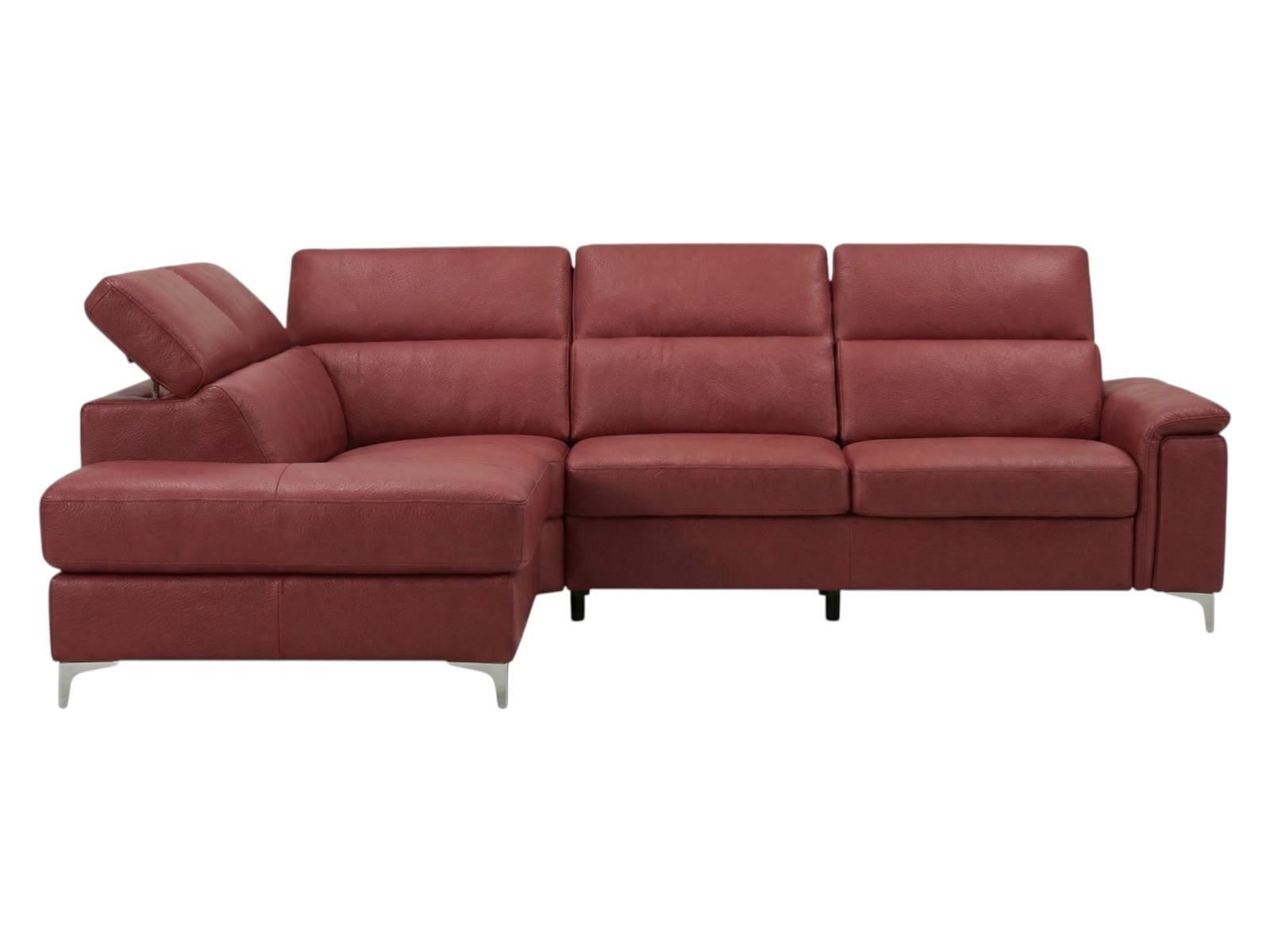 ECKSOFA Avenger Echtleder Rot - Rot, Leder/Metall (224/81/271cm)