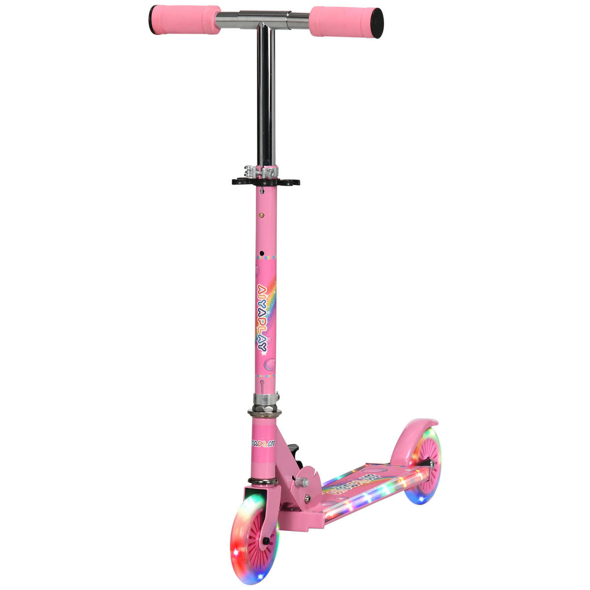KINDERSCOOTER DE-16943 klappbar mit LED-Rädern & Musik Rosa - Pink, Metall (67/32/78cm) - ComfortXL