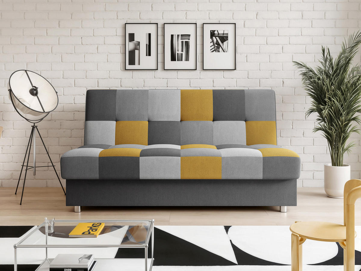 SCHLAFSOFA SKAL mit Bettkasten Anthrazit/Gelb - Anthrazit/Gelb, Holzwerkstoff/Kunststoff (200/85/90cm) - Idohome