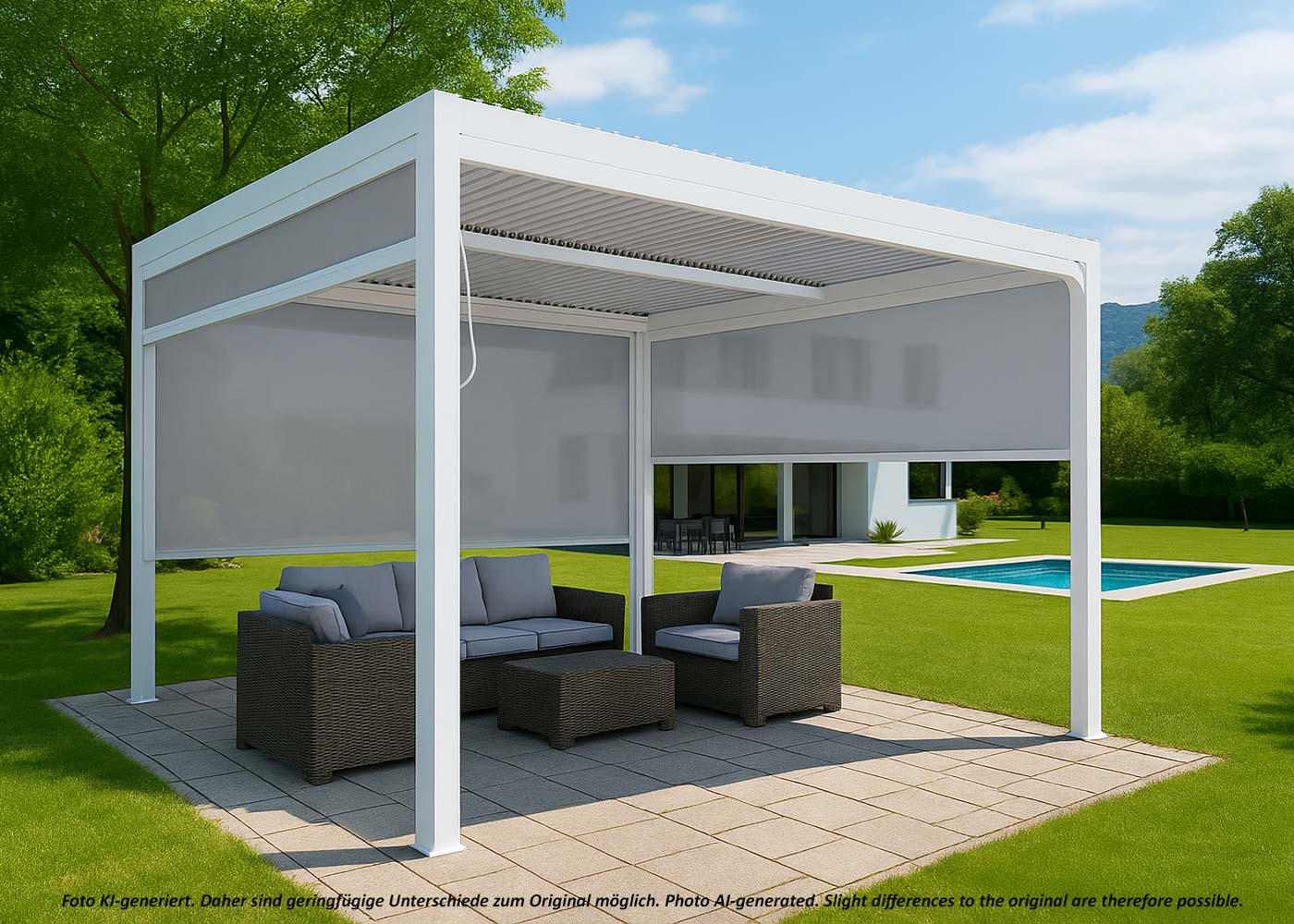 ALU PERGOLA MIT SEITENWAND Weiß - Weiß, Metall (368/224/306cm) - MCW