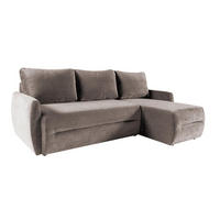 ECKSOFA mit Schlaffunktion KATANIA - Chenille-Stoff Taupe - Inkl. Bettkasten - Taupe, Textil (225/153cm) - Bettso