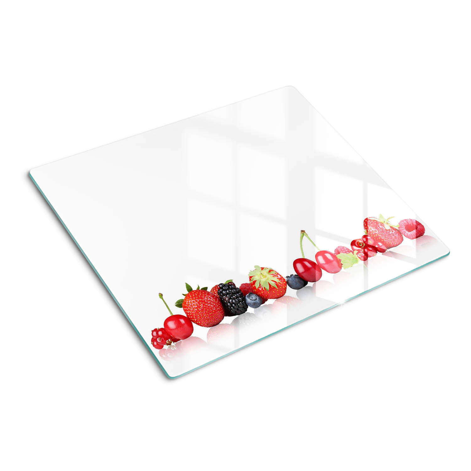 GLASPLATTE 60x52 cm Früchte in einer Reihe - Rot, Glas (60/0.4/52cm) - TULUP