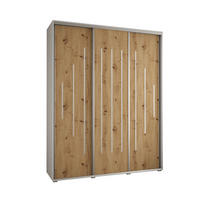 SCHWEBETÜRENSCHRANK 235,2/200/60 3-türig - Silberfarben/Eiche Artisan, Holz/Metall (200/235/60cm) - Abiks Möbel