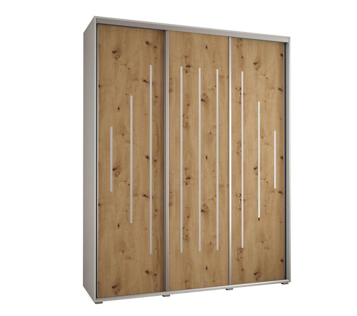 SCHWEBETÜRENSCHRANK 235,2/200/60 3-türig - Silberfarben/Eiche Artisan, Holz/Metall (200/235/60cm) - Abiks Möbel
