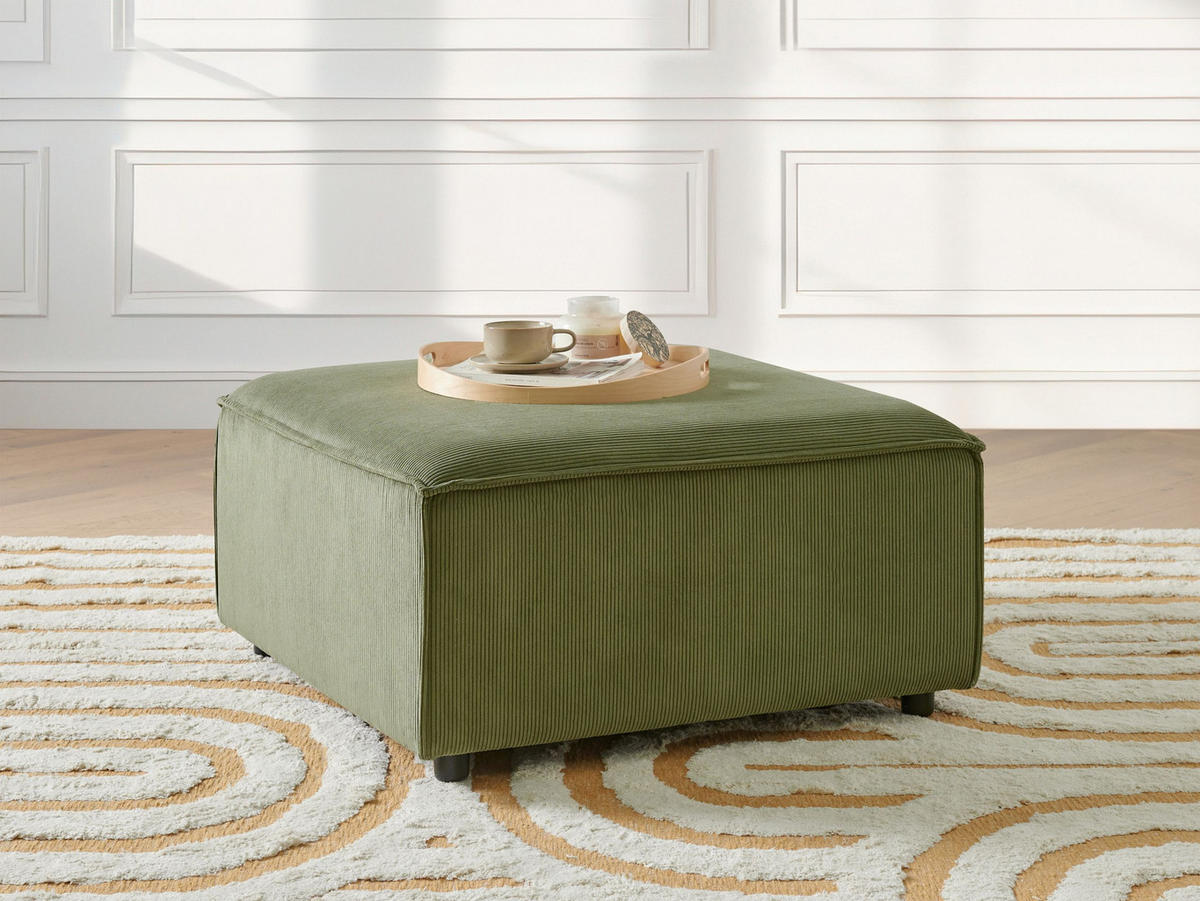 OTTOMANE Cord Grün Ardal - Grün, Textil (86/45/86cm) - Beliani