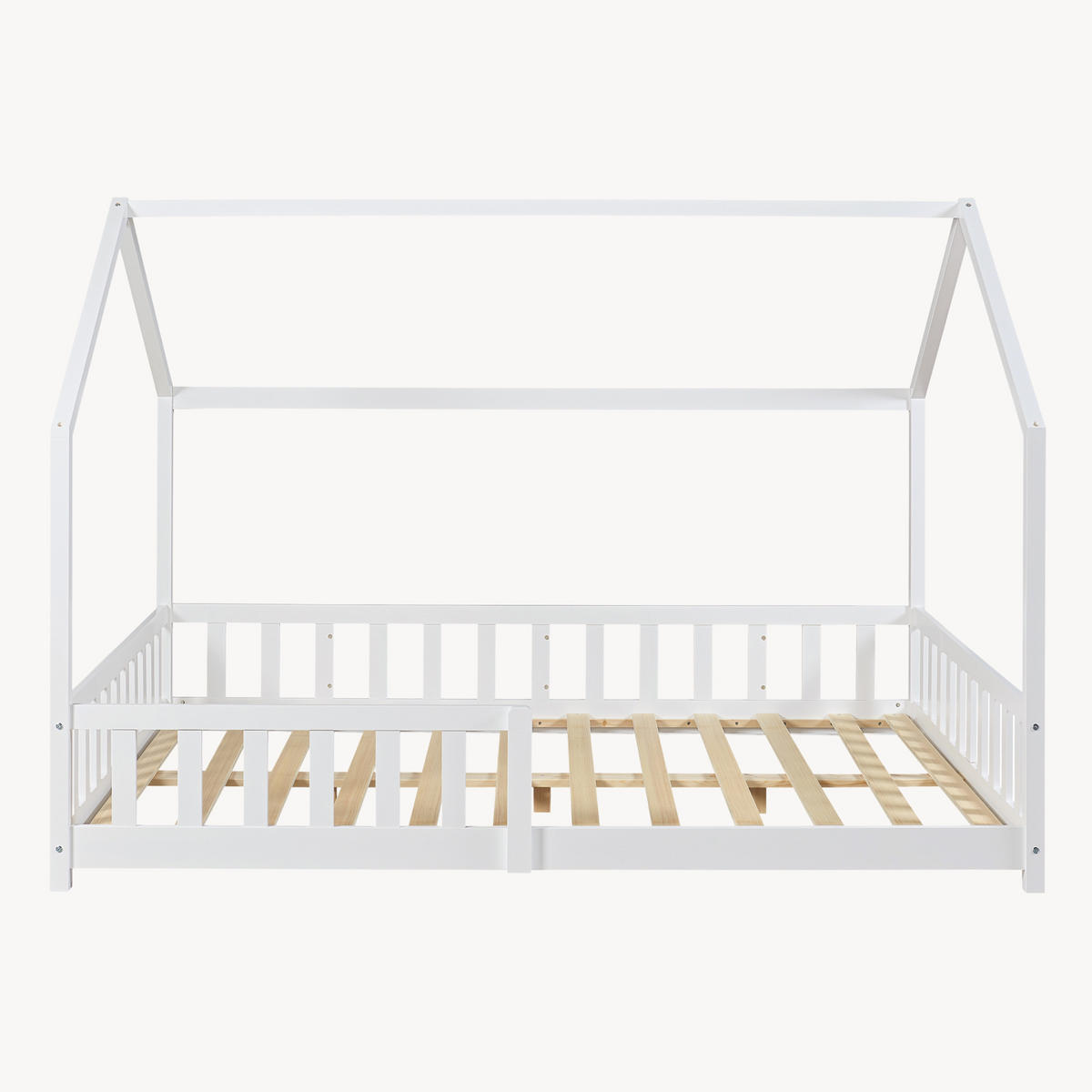 HAUSBETT Hesel - Weiß, Holz (120/200cm) - [en.casa]
