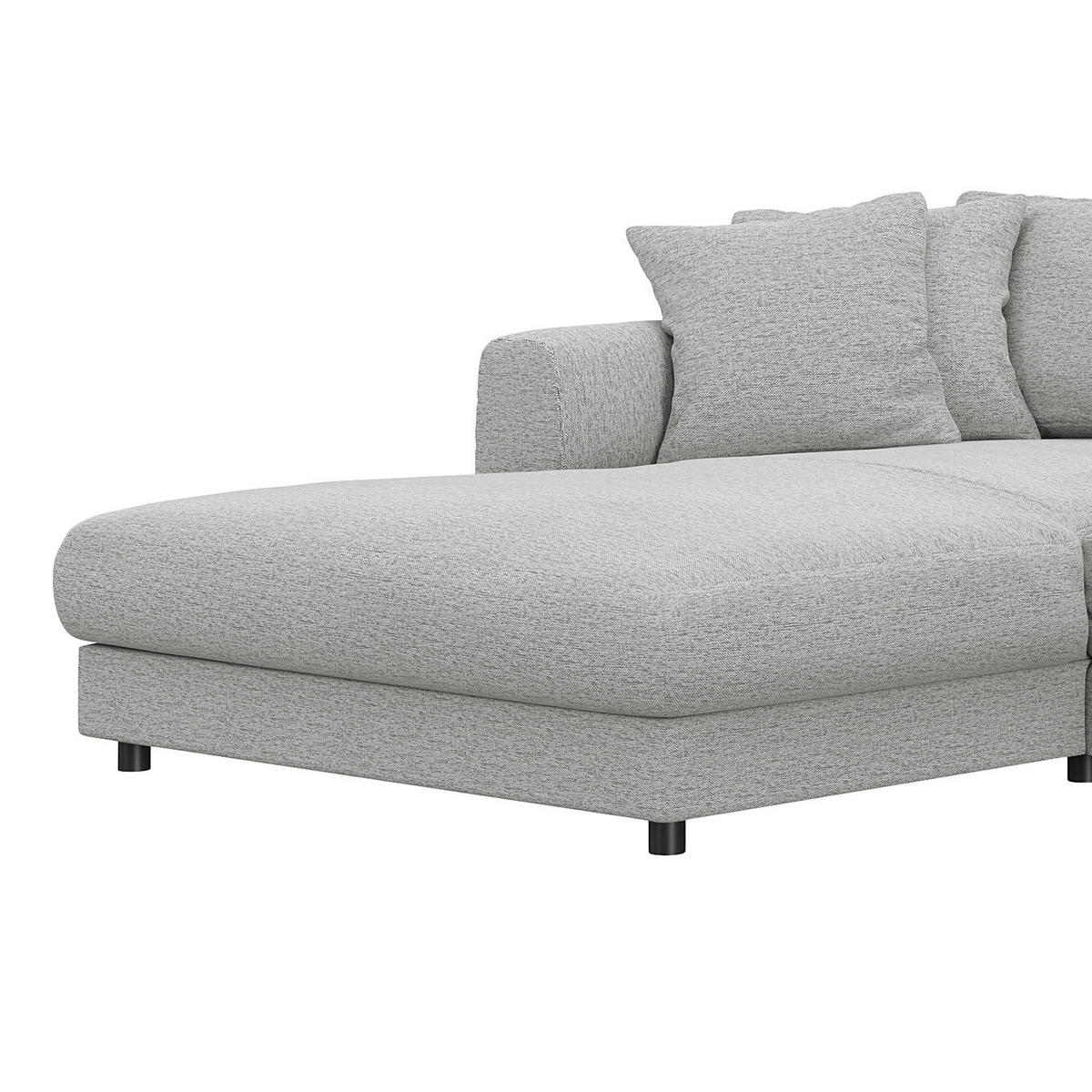 ECKSOFA mit Longchair - Hellgrau/Schwarz, Kunststoff/Textil (286/183cm) - home24