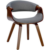 STUHL Stoff Walnuss/Grau - Walnussfarben/Grau, Holz/Textil (62/76/52cm) - CLP