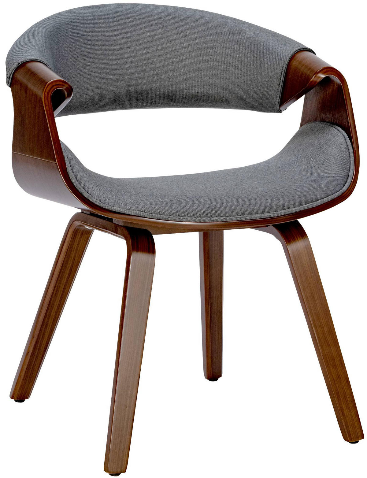 STUHL Stoff Walnuss/Grau - Walnussfarben/Grau, Holz/Textil (62/76/52cm) - CLP