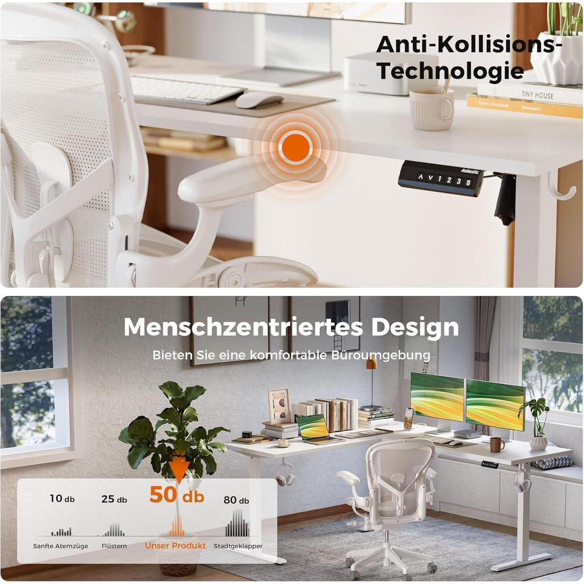 SCHREIBTISCH L-förmig Höhenverstellbar Weiß 190 x 155 cm - Weiß, Holzwerkstoff (190/60/75cm)
