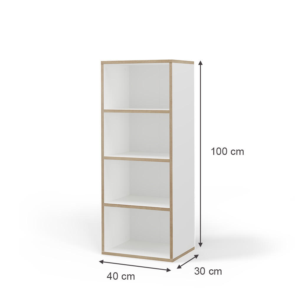 BÜCHERREGAL Tetrix Weiß 40 x 100 cm mit 4 Fächern - Beige/Weiß, Holzwerkstoff (40/100/30cm) - Vicco