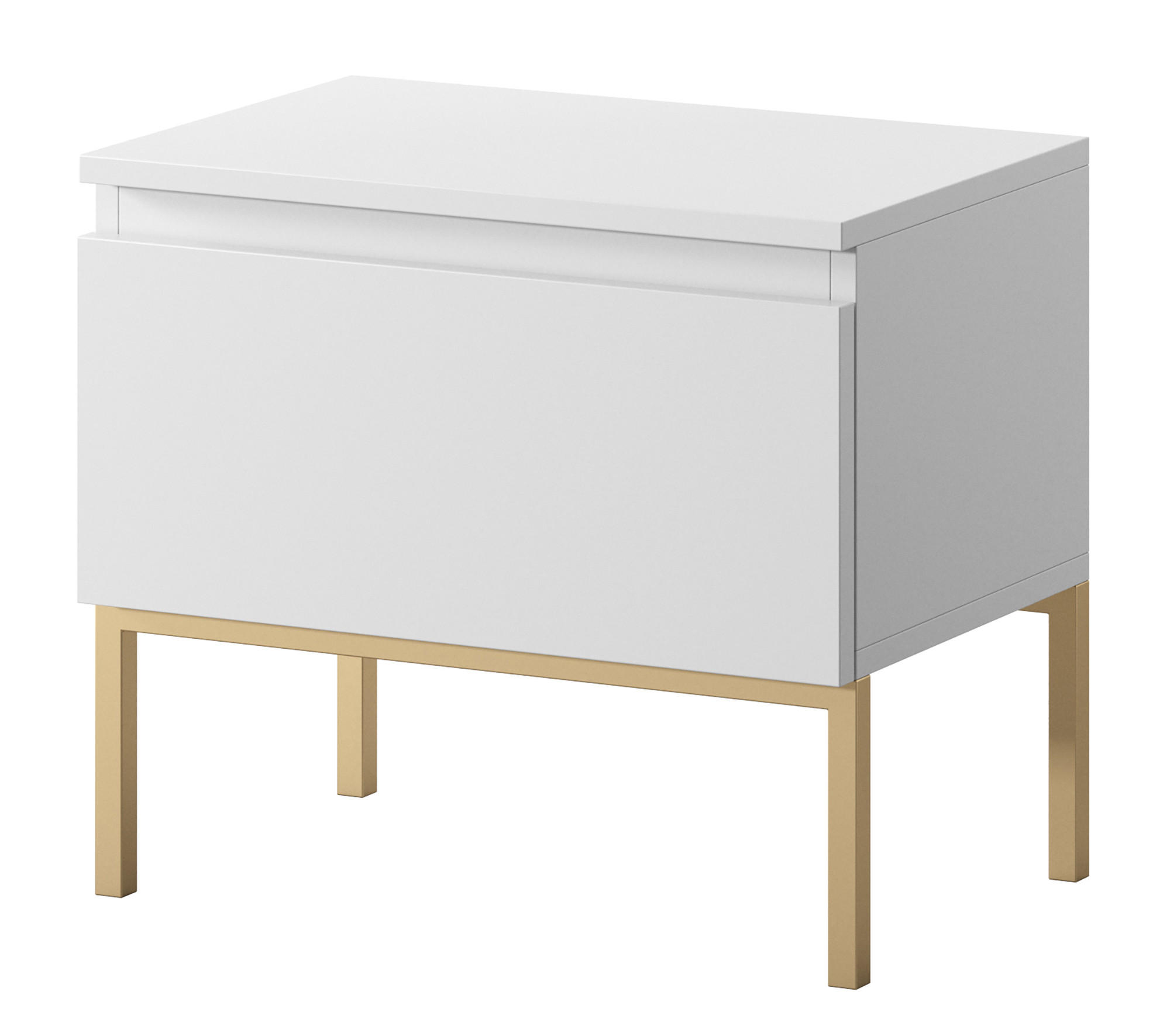 NACHTSCHRANK Bemmi Weiß - Goldfarben/Weiß, Holzwerkstoff/Metall (49/43/32cm) - Selsey
