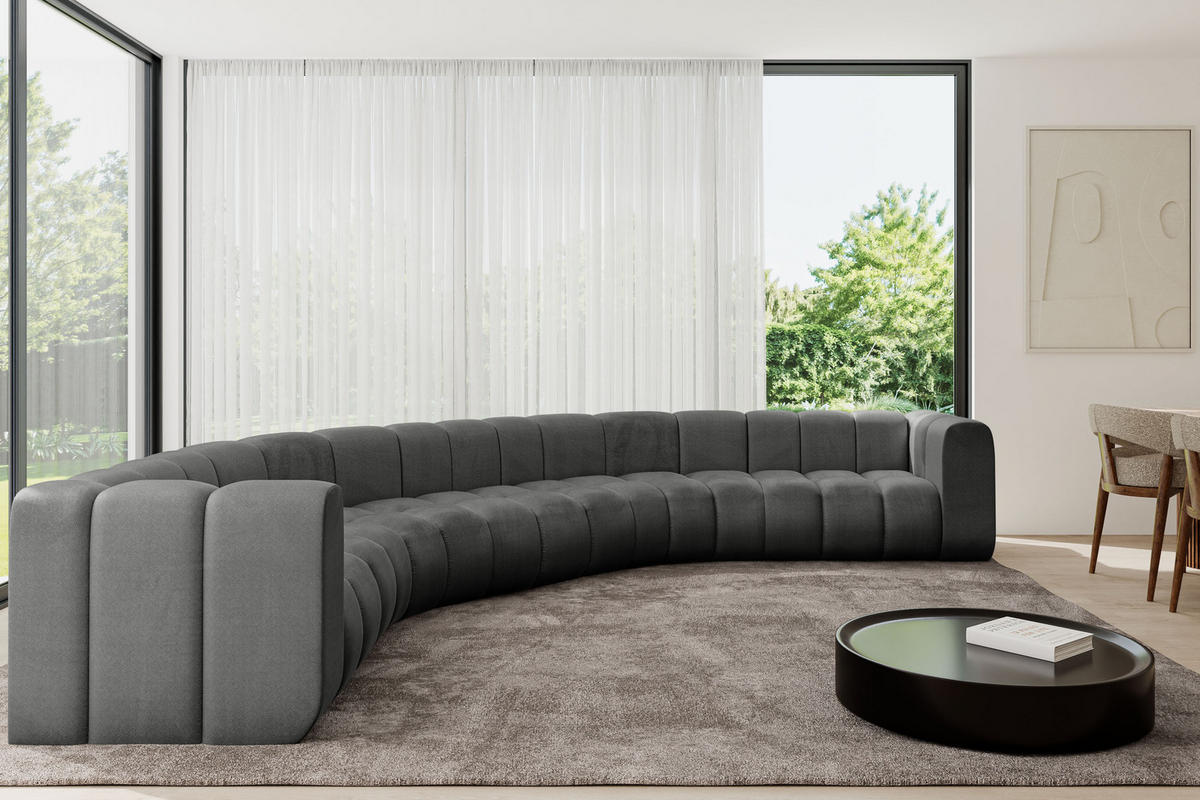 WOHNLANDSCHAFT modulares Sofa Lazro-U1 - 373x373x70 cm Dunkelgrau - Dunkelgrau, Holzwerkstoff/Textil (373/70/373cm) - ALTDECOR