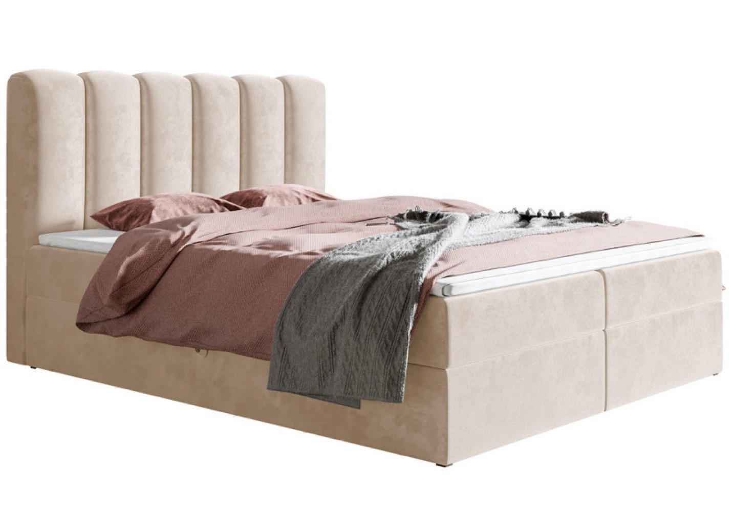 BETT Beige FOX 10 Kontinental 160x200 cm - Beige, Textil (160/200cm) - Sepro Meble