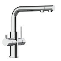 4-WEGE-KÜCHENARMATUR, Edelstahl Massiv aus Chirurgenstahl, Hochglanz, herausziehbarer Brause - Edelstahlfarben, Metall (22.5/27.73/22.5cm) - VIZIO