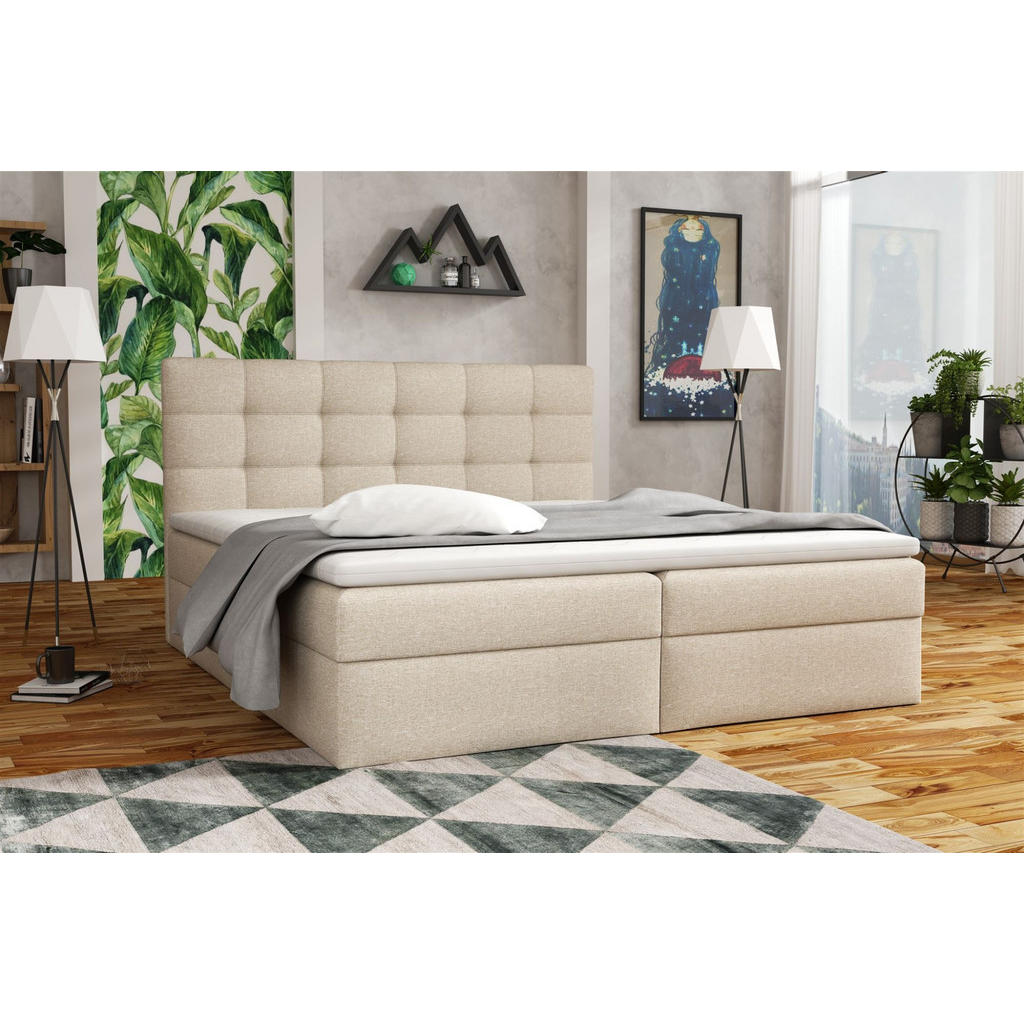 Thumbnail - Fun Möbel Boxbett, Beige, Textil, 160x200 cm, Schlafzimmer, Betten, Boxspringbetten
