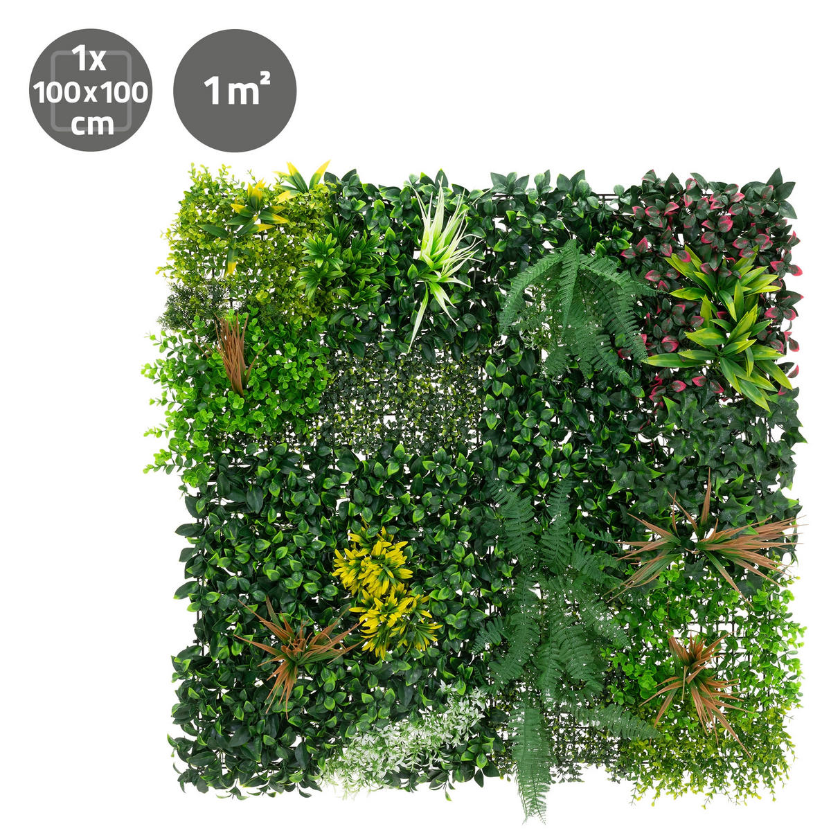 KUNSTPFLANZEN WANDPANEEL Jungle Mix 100x100 cm Grün aus Kunststoff - Waldgrün, Kunststoff (100/100/16cm) - ECD-Germany