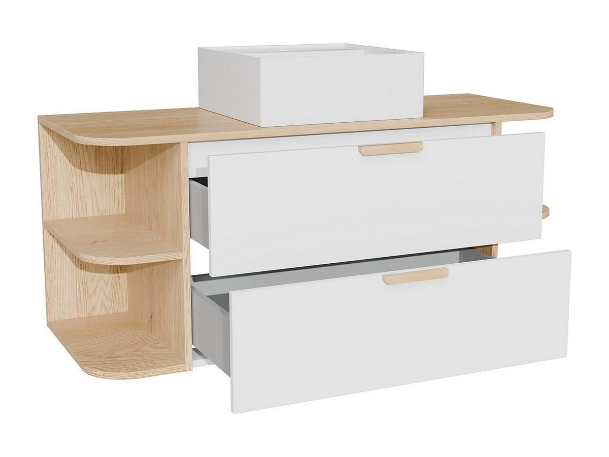EINZELWASCHTISCH - 120 cm x 46 cm - holz - naturfarben hell, weiß Avoreli - Weiß, Holz (120/50/46cm) - Vente-Unique