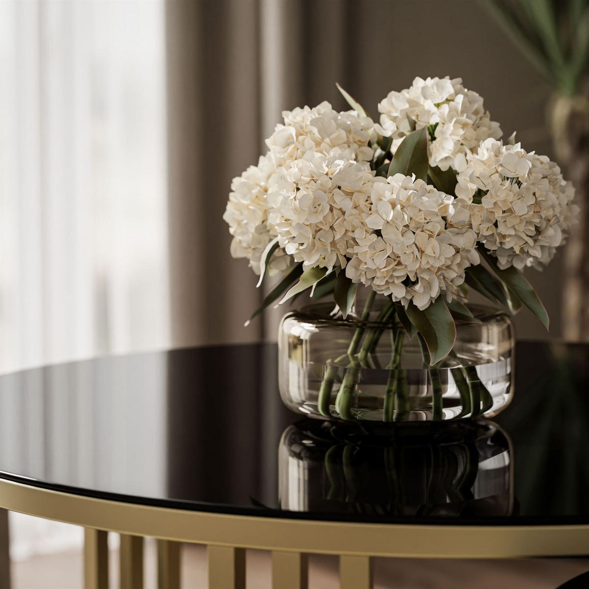 COUCHTISCH 2in1 LORI GLASS gebürstetes Gold, gebürstetes Gold / schwarzes Glas - Schwarz, Metall (70/70/43cm) - Lookway