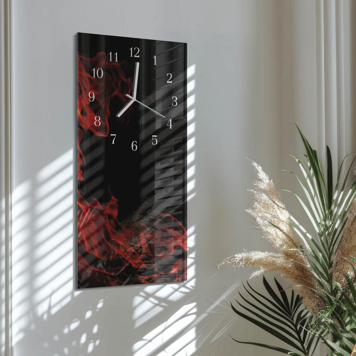 WANDUHR 30x60 cm - Rote Kreise - Multicolor, Glas (30/60/0.4cm) - TULUP