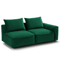 2,5-SITZER SOFA - modular - Dunkelgrün/Schwarz, Holz/Kunststoff (189/80/99cm) - home24