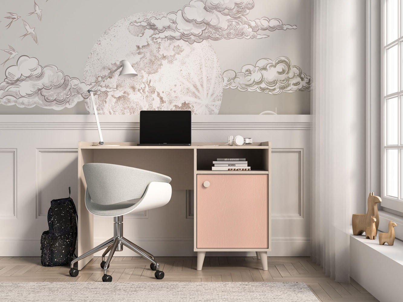 SCHREIBTISCH Mevel Wüstensand / Millennial Pink 120 / 58 / 80cm - Pink/Braun, Holz/Holzwerkstoff (58/120/80cm) - Feldmann-Wohnen