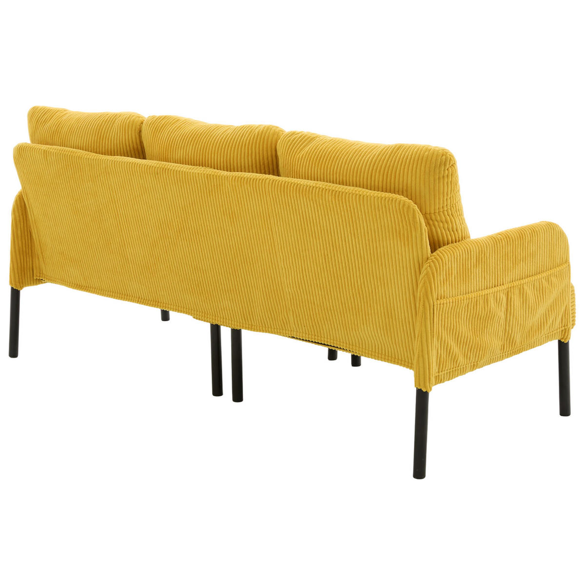 3-SITZER Sofa mit Seitentaschen, Metallgestell & Leinenstoff, 171cm, Gelb - Gelb/Schwarz, Textil/Metall (171/80/72cm) - LVHOM