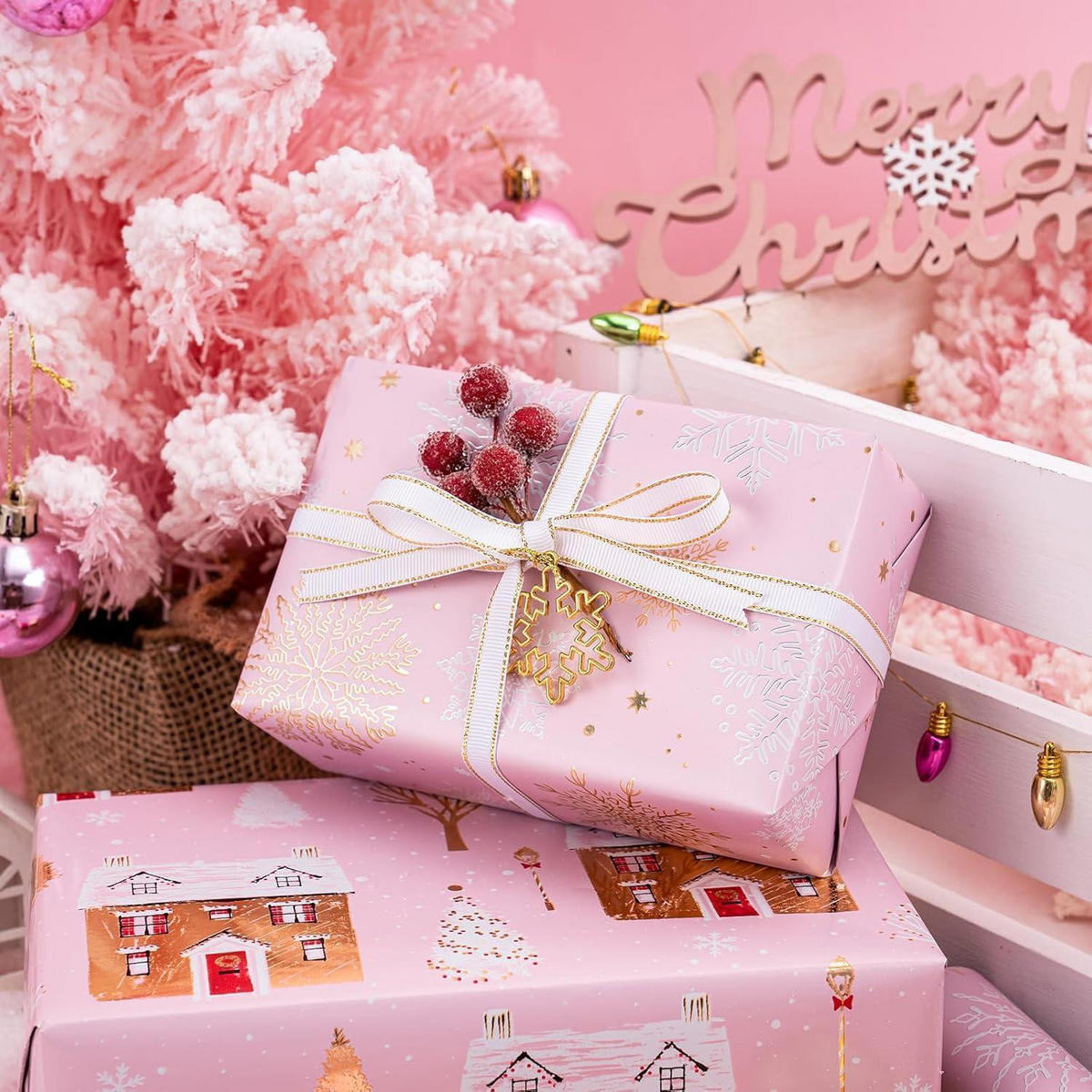 GESCHENKPAPIER 3-teiliges Set 43,2 cm x 3 m Rosa Gold - Multicolor, Papier (4/44/10cm)