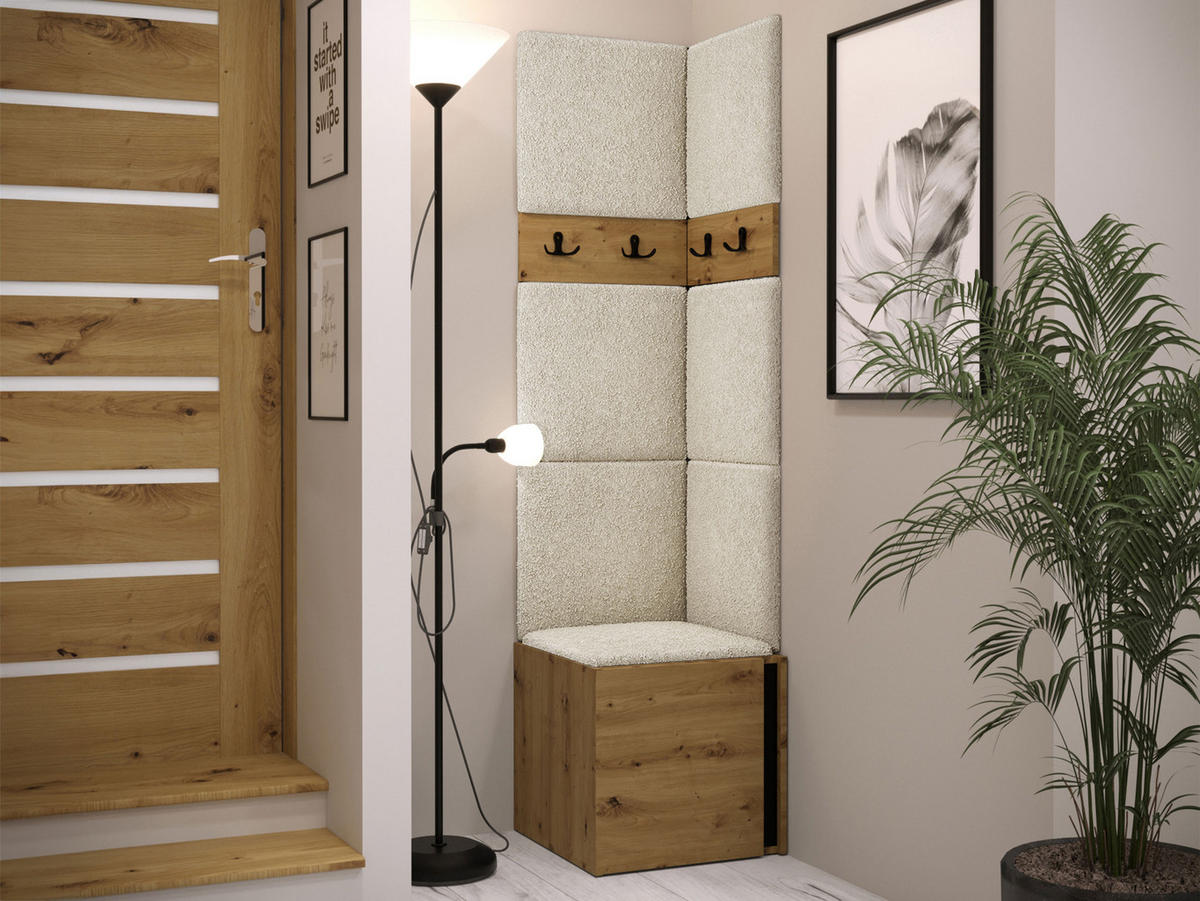 GARDEROBEN-SET Orion XXI - Creme/Eiche Artisan, Holzwerkstoff/Kunststoff (42/186/46cm) - MIRJAN24