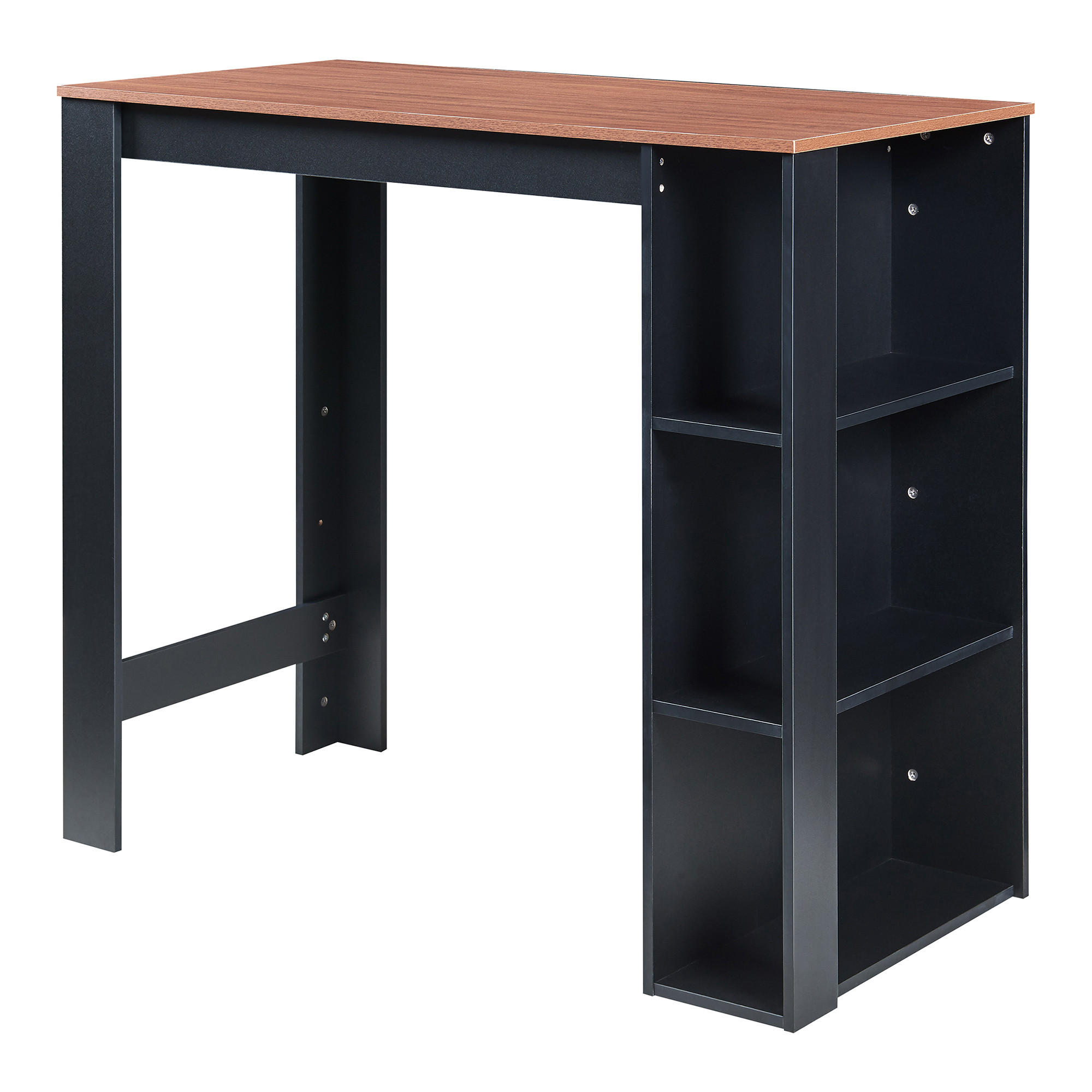 BAROVÝ STŮL Danderyd - černá/barva vlašského ořechu, kompozitní dřevo (60/120/105.5cm) - [en.casa]