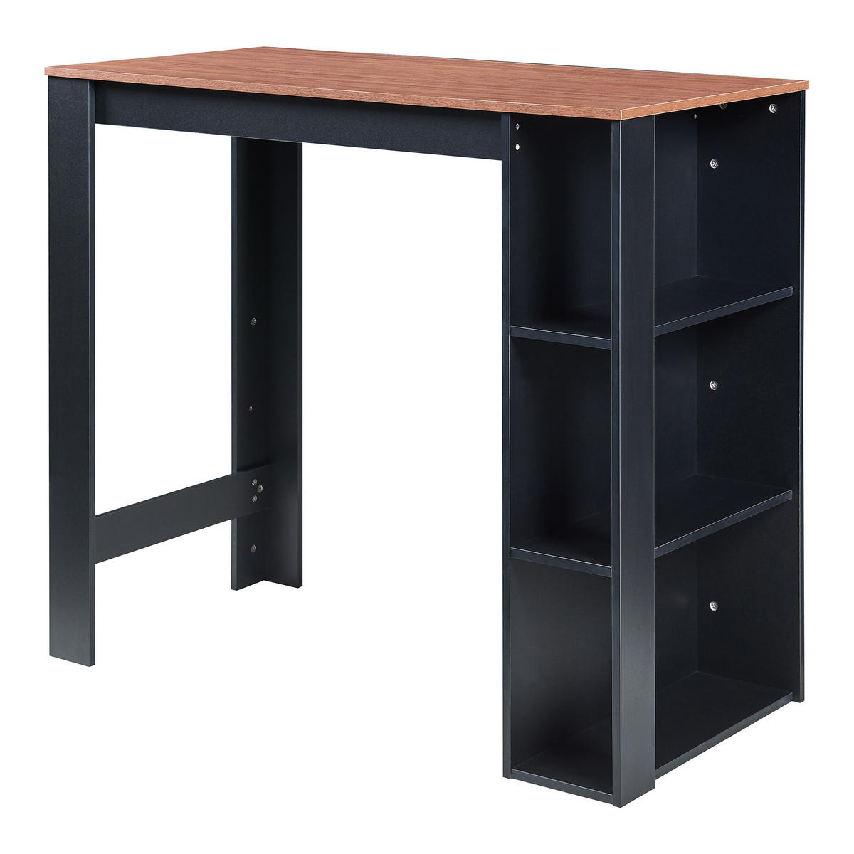 BAROVÝ STŮL Danderyd - černá/barva vlašského ořechu, kompozitní dřevo (60/120/105.5cm) - [en.casa]