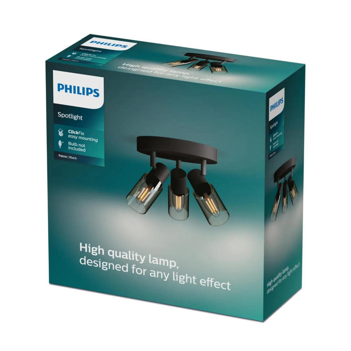 DECKENLEUCHTE Palms Schwarz-transparent - Schwarz, Glas (9.8/9.8/13.7cm) - Philips