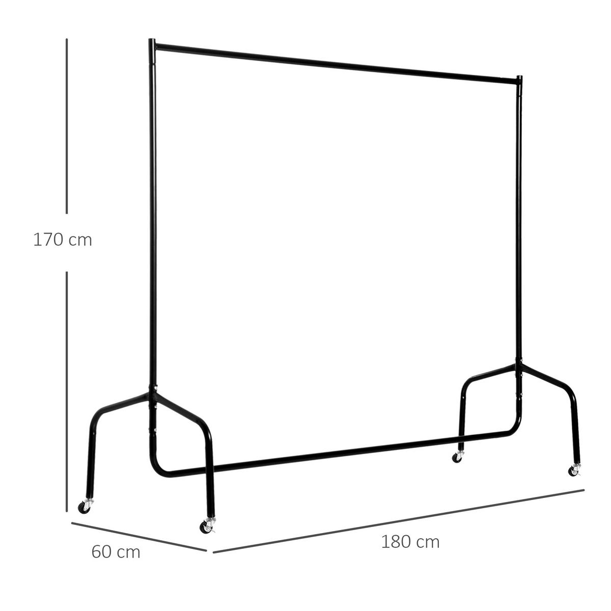 KLEIDERSTÄNDER mit Rollen 180/60/170 cm schwarzer - Weiß, Metall (180/170/60cm)