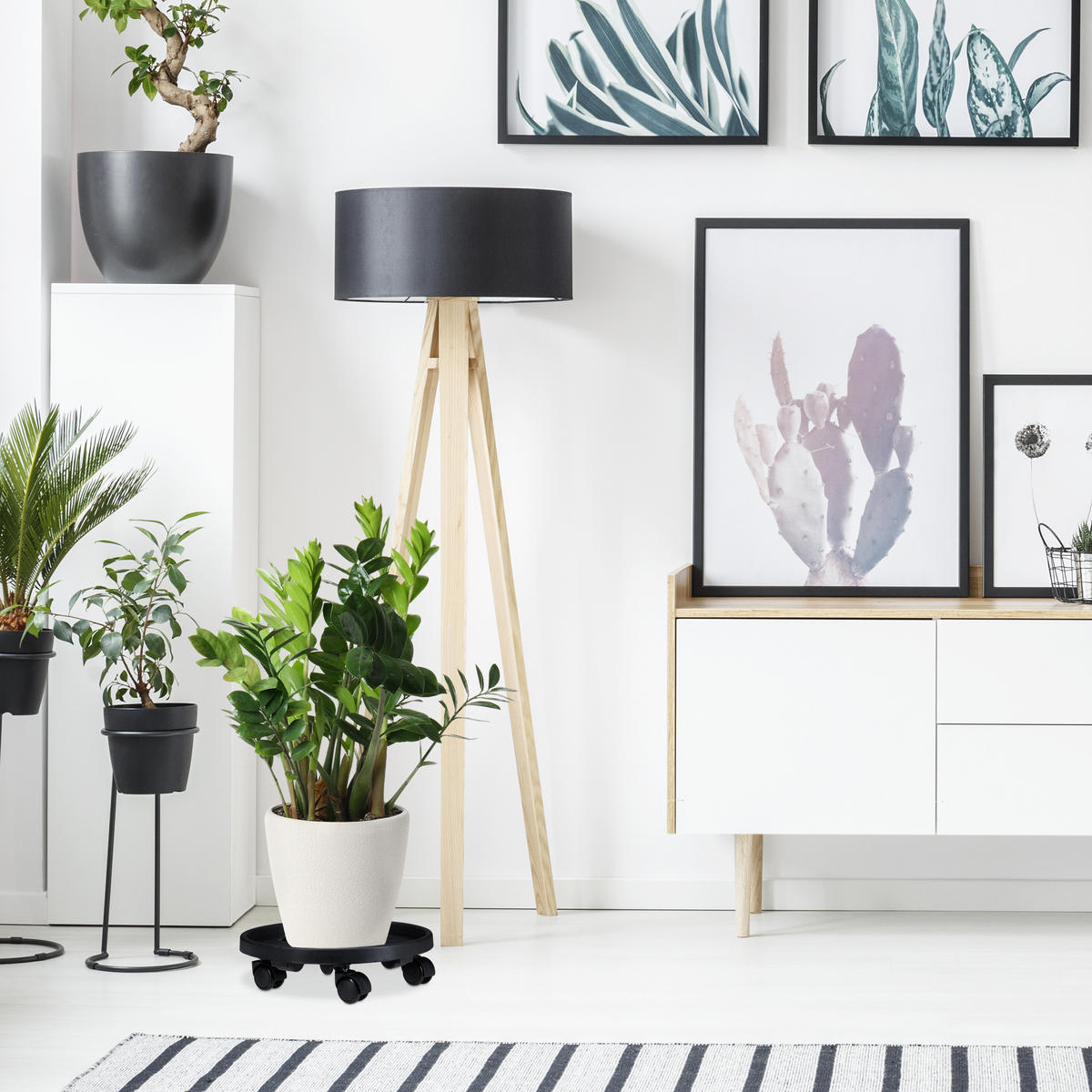 2XPFLANZENROLLER - Schwarz, Kunststoff/Metall (30/9.5/30cm) - Relaxdays