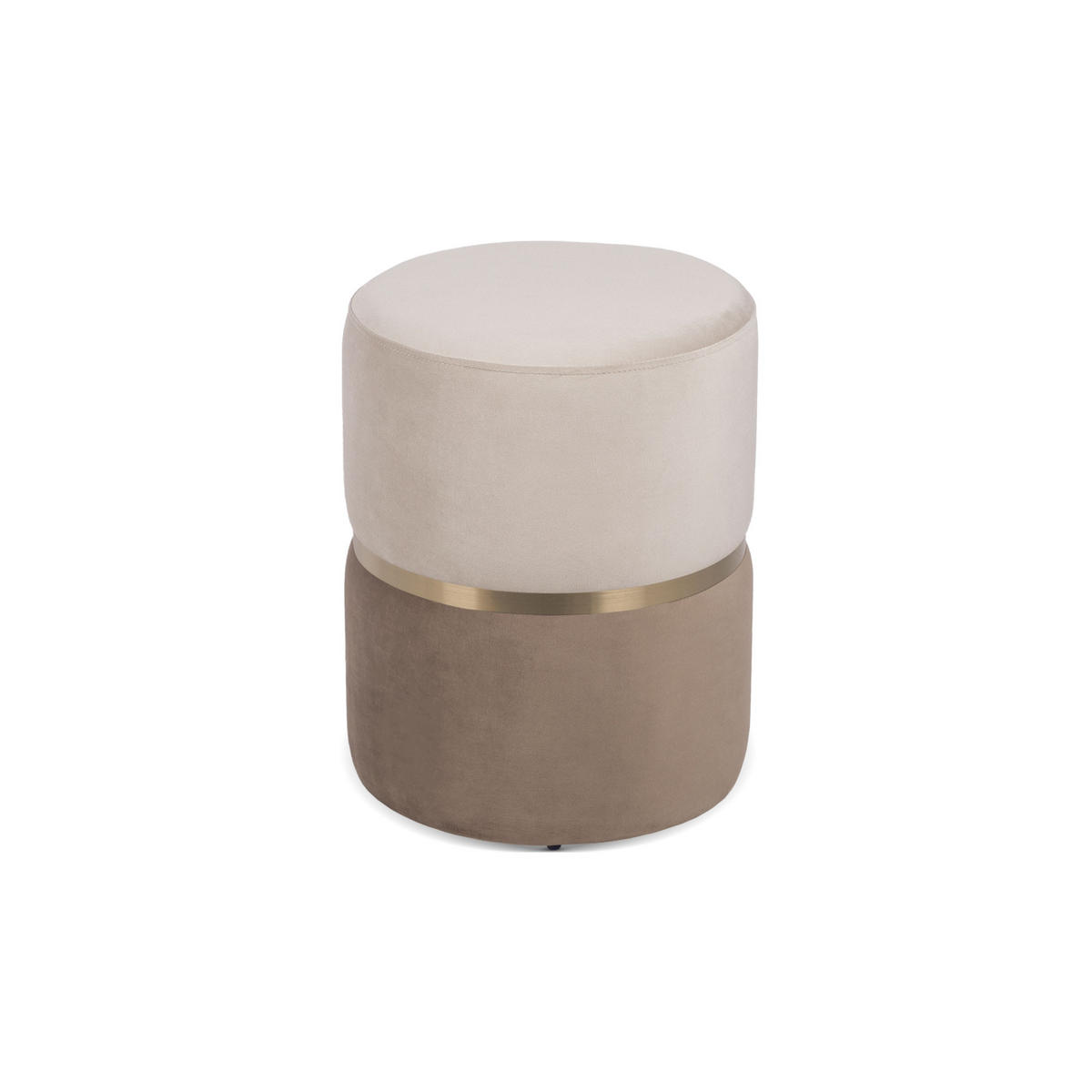 POUF Louise aus beigem Samt und goldenem Metall - Beige, Holzwerkstoff/Textil (35/44/35cm) - Sicaan