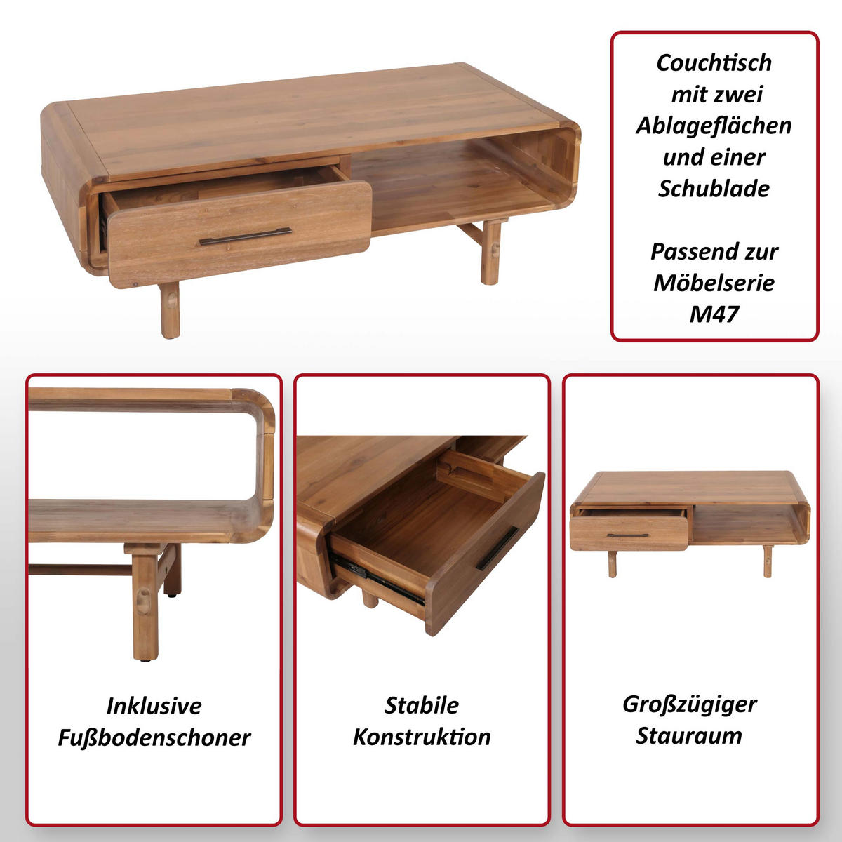 COUCHTISCH rechteckig Braun - Braun, Holz (60/125/44cm) - MCW