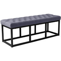 SITZBANK 120/37 cm Samt Grau - Schwarz/Grau, Textil/Metall (120/42/37cm) - CLP