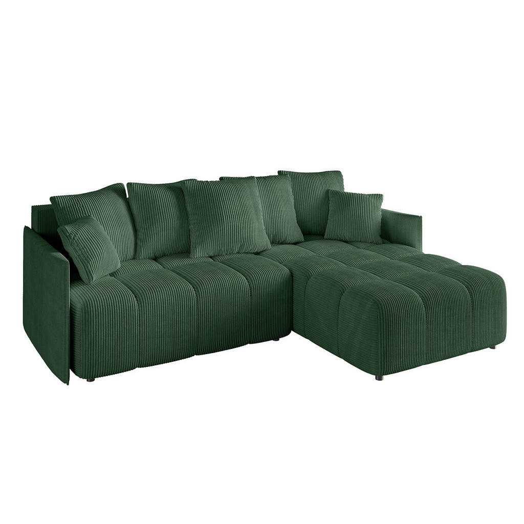 ALTDECOR ROHOVÁ SEDAČKA s otomanem vpravo LONLI-L 251x189x68 zelený manšestr