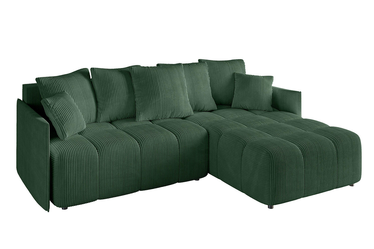 ECKSOFA Ottomane rechts LONLI-L 251x189x68 Grün Cord - Grün, Holzwerkstoff/Kunststoff (189/251cm) - ALTDECOR
