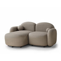 ECKSOFA Bahama Beige Samtstoff - Links Seite - Beige/Schwarz, Holz/Holzwerkstoff (146/190cm) - Maison de Reve