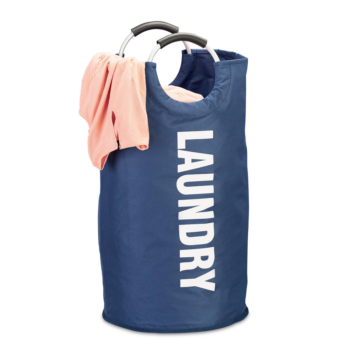 WÄSCHEKORB - Dunkelblau, Textil/Metall (38/70/38cm) - Relaxdays