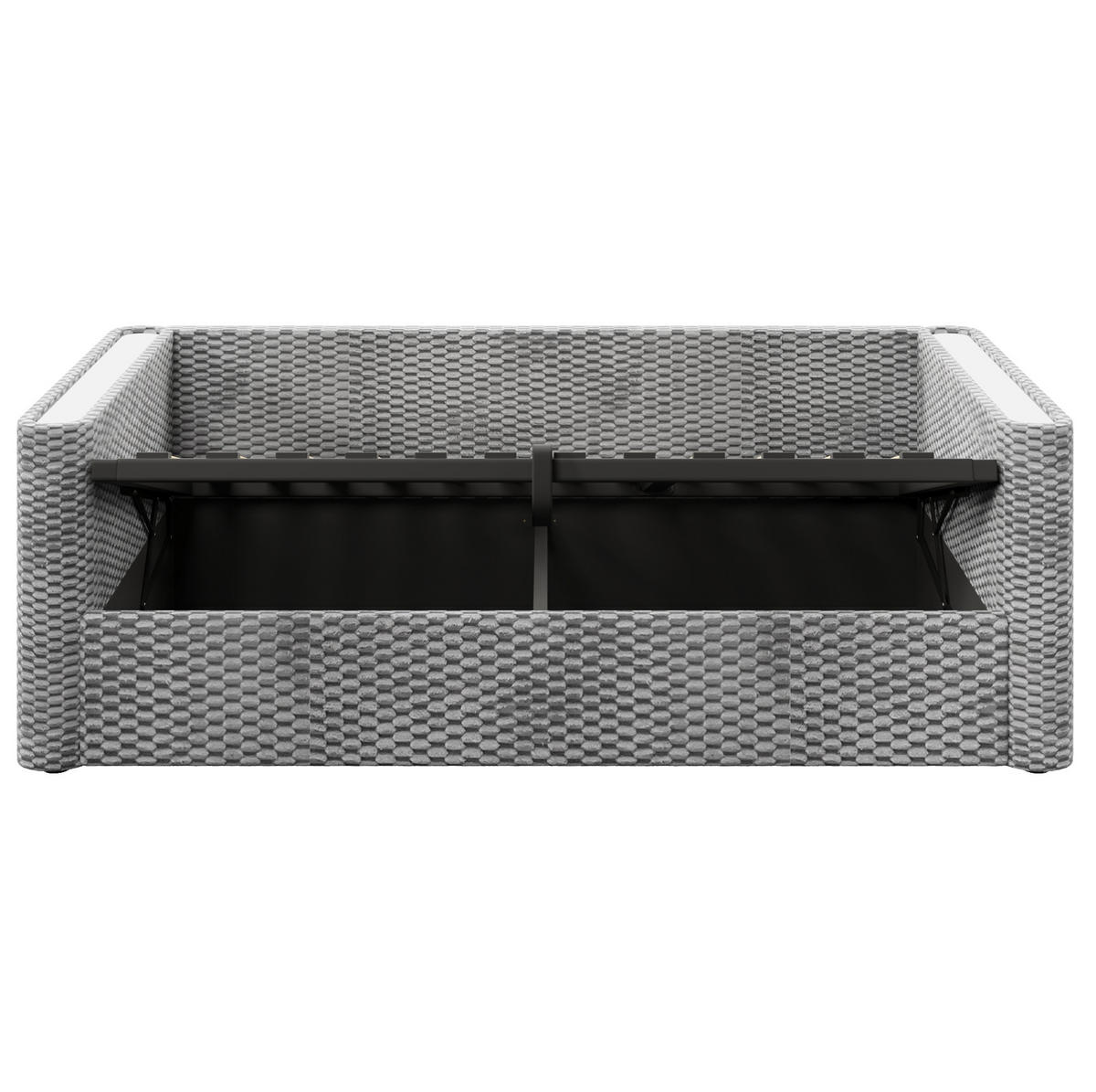 POSTEL 90/200 cm, sametová šedá, s LED osvětlením a hydraulickým úložným prostorem - šedá, textil (90/200cm) - BEAOK