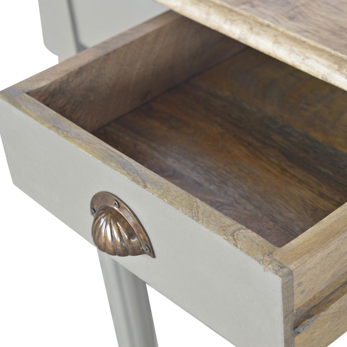 SCHREIBTISCH Finesse, 1 Schublade, Grey und Beige - Messingfarben/Multicolor, Mangoholz/Holz (45/80/78cm) - Artisan Furniture