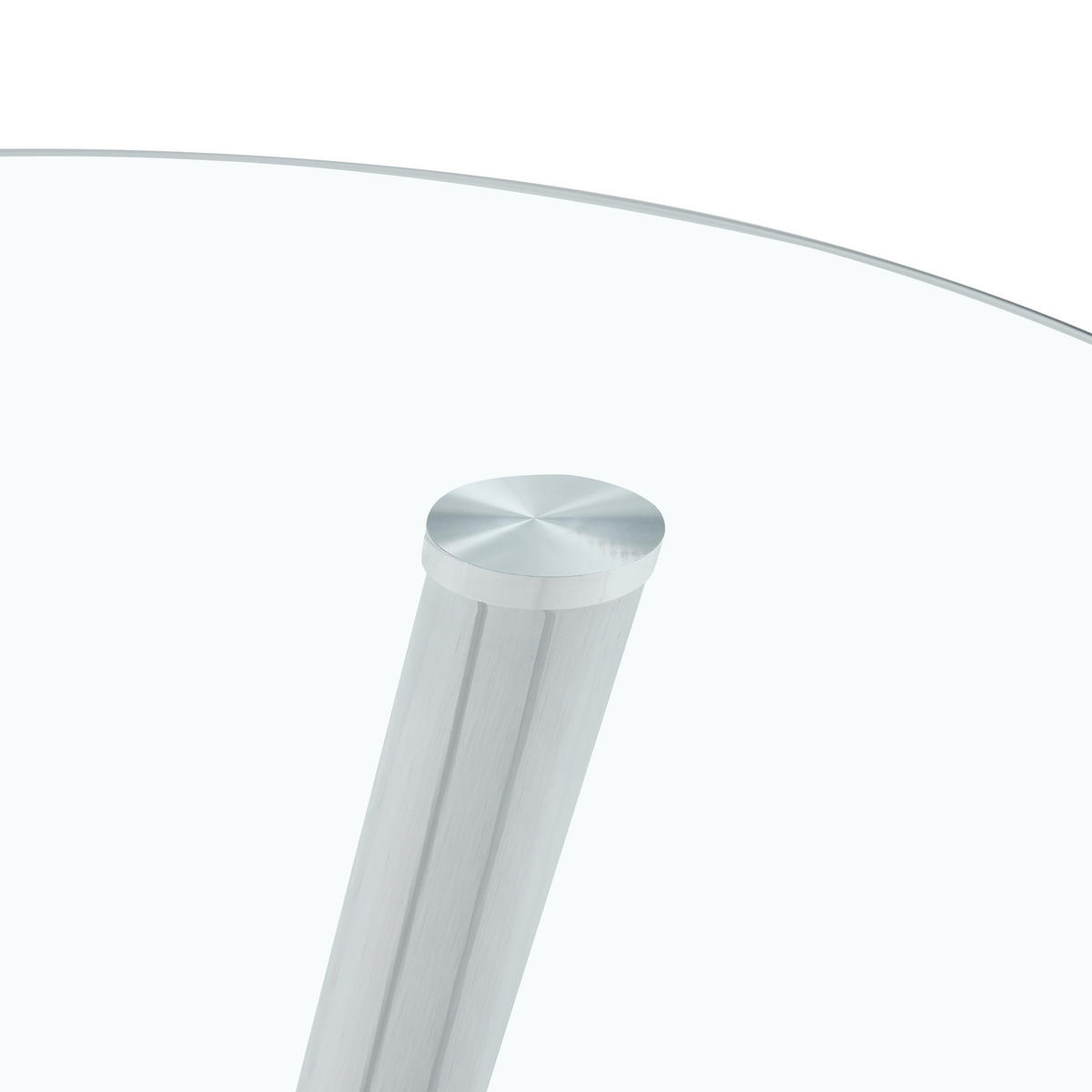 ESSTISCH rund Ø 89 cm in Silber mit Glasplatte und Metallgestell - Silberfarben, Metall (89/89/76cm) - BEAOK