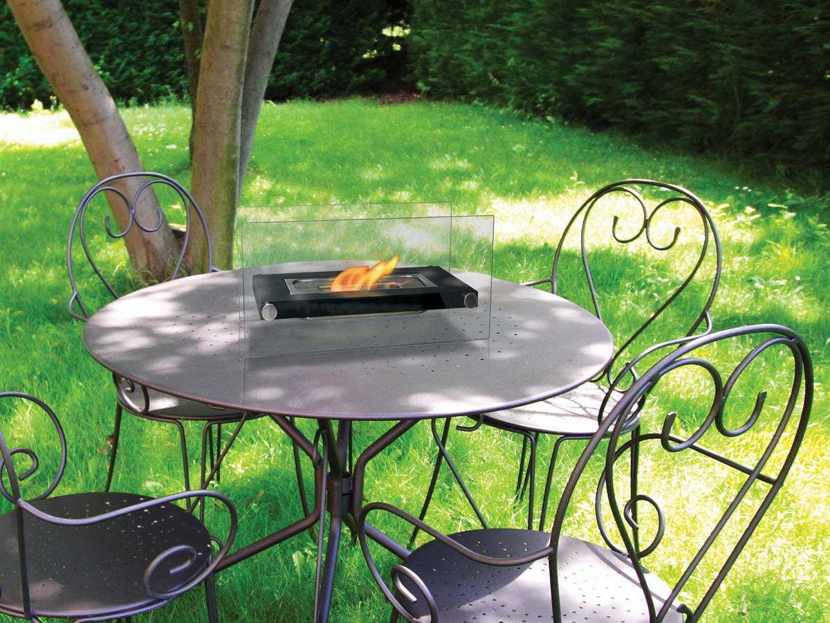 BIOETHANOL-KAMIN Schwarz Tischmodell inklusive 0.25 L Brennblock - Schwarz, Glas (34/16/16cm) - Purline