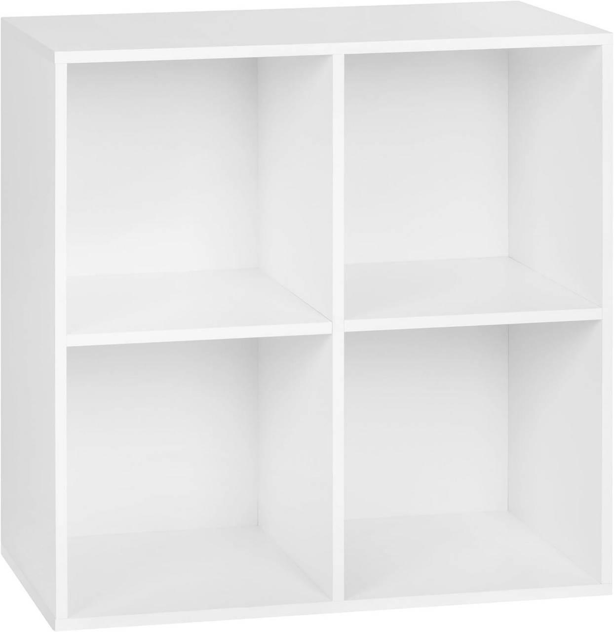 BÜCHERREGAL mit 4 Fächer, Holzwerkstoff, Weiß - Weiß, Holzwerkstoff (59.6/59.8/29cm) - Woltu