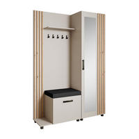 GARDEROBENSCHRANK Livia mit Aufhängern und Spiegel, Kaschmir, links - Kaschmir/Eiche Artisan, Holzwerkstoff (137/207/42cm) - Beautysofa