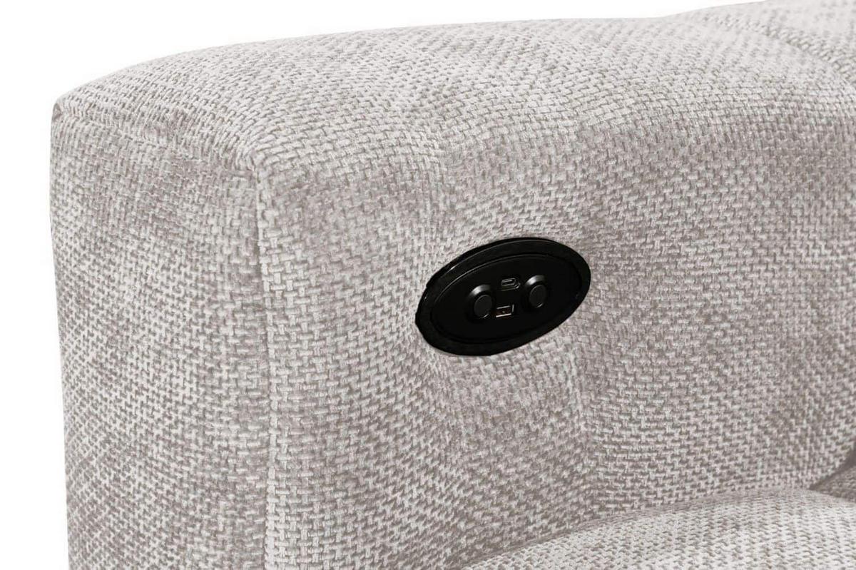 ECKSCHLAFSOFA mit elektronische Sitztiefenverstellung - Hellgrau/Schwarz, Kunststoff/Textil (170/297cm) - ed exciting design